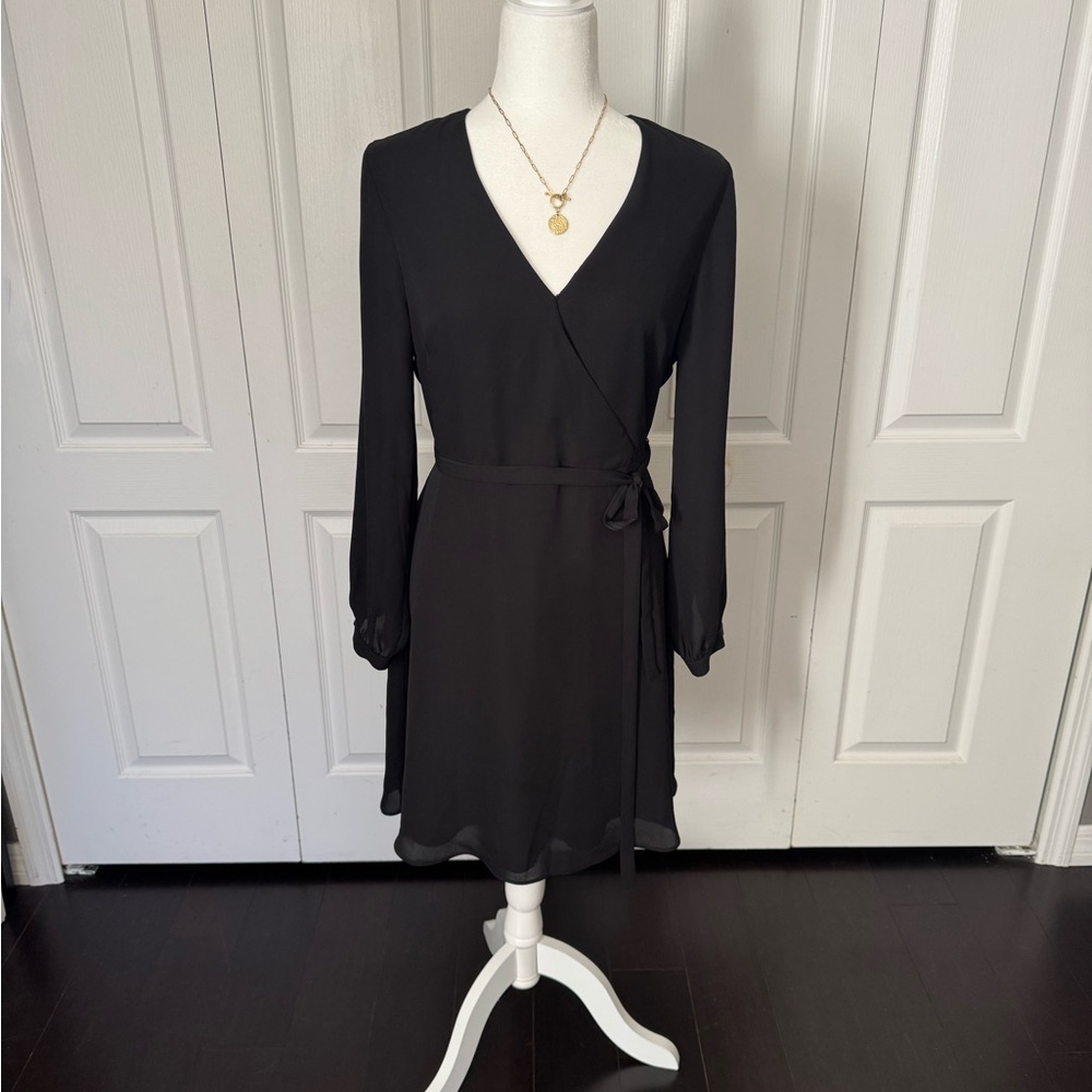 Black Faux Wrap dress
